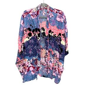 Victoria's Secret Floral Short Sleeve Kimono Open Front Cardigan Women Size M/L